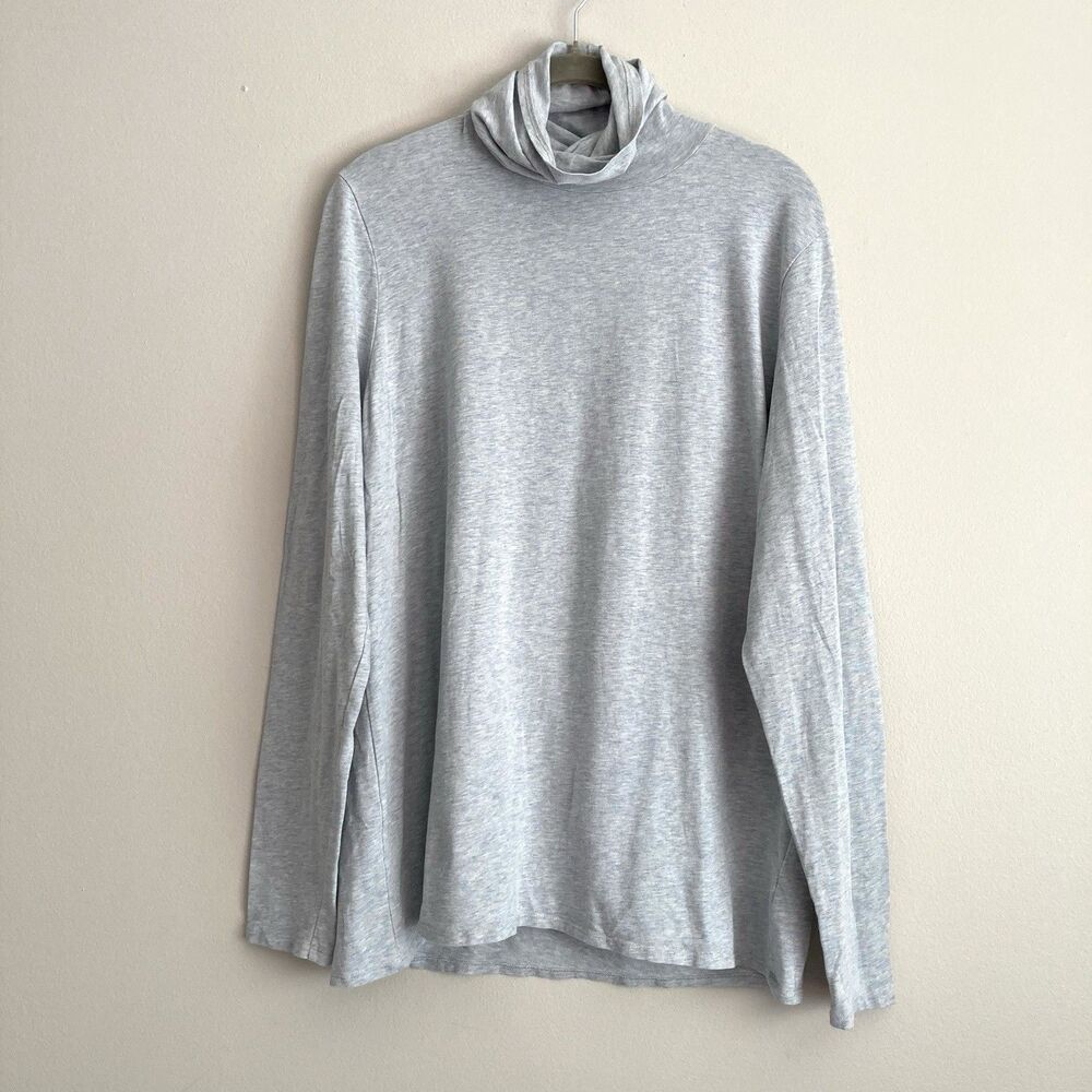 Peruvian Connection Womens Gray Pima Cotton Turtleneck Long Sleeve Top Size XL